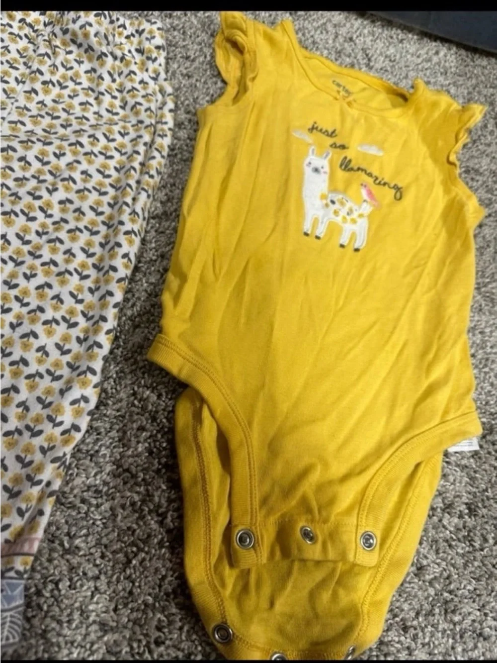 Carter's Yellow Llama Bodysuit with Patterned White & Yellow Leggings